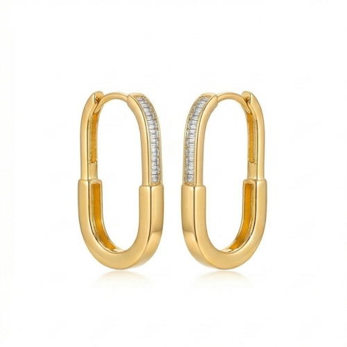 LUXE collection – Gold Plated Elongated Oval Hoop Earrings Jewellery for Women
