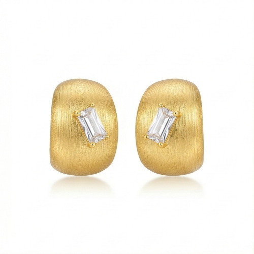 LUXE collection – Gold Plated Brushed Wide C-Hoop Stud Earrings Jewellery for Women
