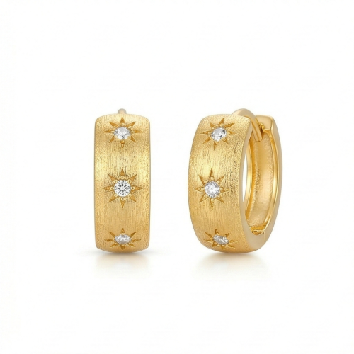 LUXE collection – Gold Plated Brushed Starburst Hoop Earrings Jewellery for Women