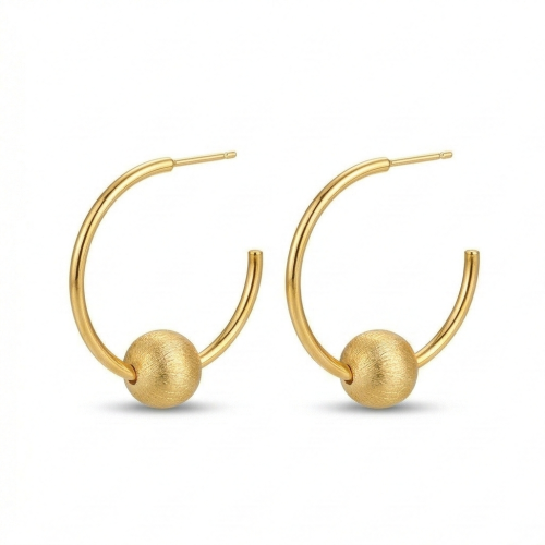 LUXE collection – Gold Plated Floating Bead C-Hoop Earrings Jewellery for Women