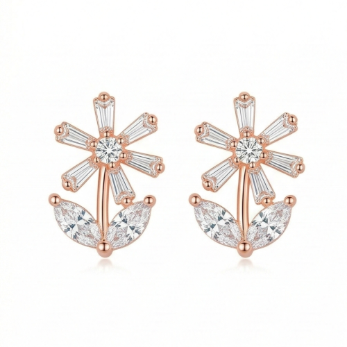 LUXE collection – Rose Gold Plated Floral Stud Earrings Elegant Jewellery