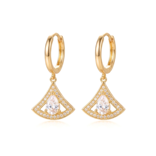 LUXE collection – Gold Plated Geometric Fan Drop Earrings Art Deco Jewellery