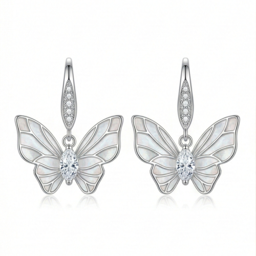 LUXE collection – Butterfly Drop Earrings High Polish Rhodium Finish Jewellery for Women