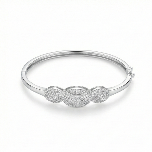 925 Sterling Silver Overlapping Oval Kada Bangle Bracelet High Polish Rhodium Finish Elegant Jewellery