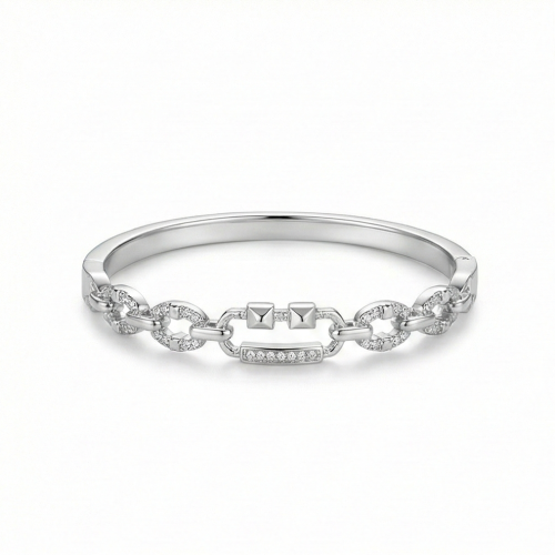 925 Sterling Silver Chain Link Kada Bracelet High Polish Rhodium Finish Contemporary Jewellery