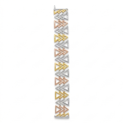 925 Sterling Silver Tri-Color Geometric Triangle Bracelet Premium Jewellery for Women