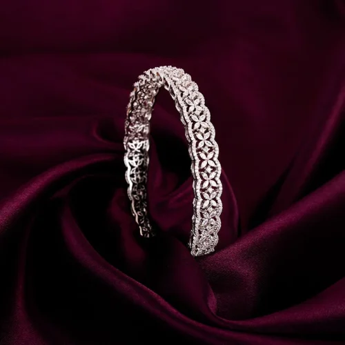 Wholesale 925 Sterling Silver czDiamond Lace Bangles Supplier - 1