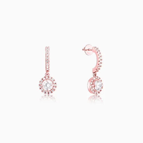Wholesale 925 Sterling Silver czDiamond Rose Gold Plated Drizzle Drop Earrings Supplier - 1