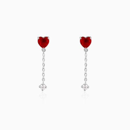 Wholesale 925 Sterling Silver Red Heart Drop Dangler Earrings Supplier - 6