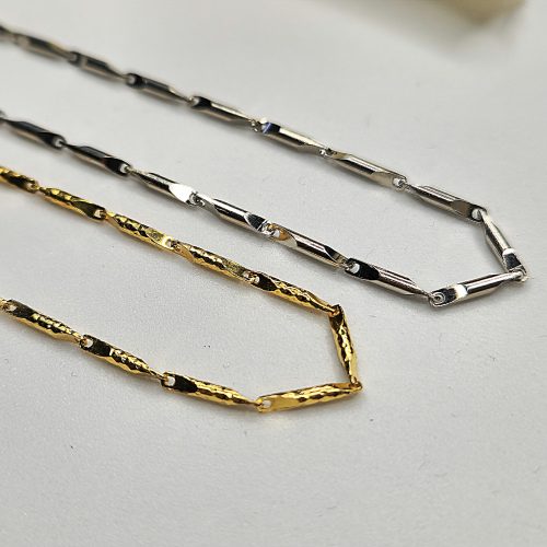 Wholesale 925 Sterling Silver Italian Twist Bar Yellow Gold Plated Chain Supplier - 4