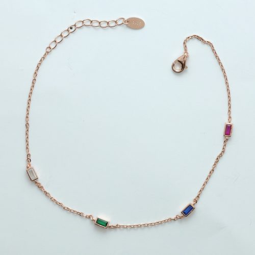 Wholesale 925 Sterling Silver Rose Gold Plated Soiree Anklets Supplier - 1