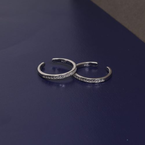 Wholesale 925 Sterling Silver czDiamond Shimmer Line Toe Ring Supplier - 1