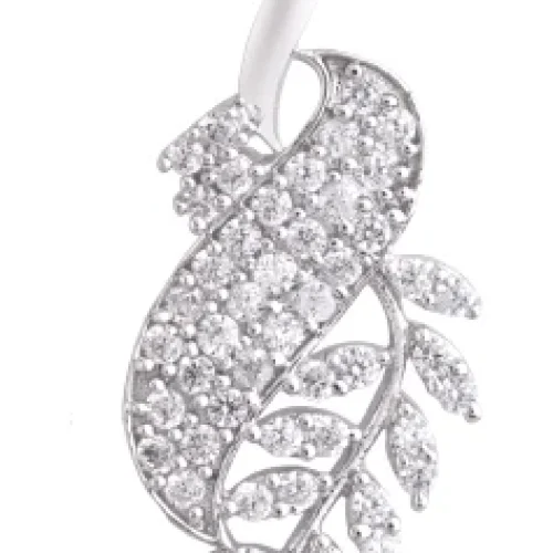 Wholesale 925 Sterling Silver CZdiamond Leaf Cascade Pendant Supplier - 1