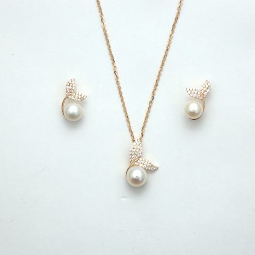 Wholesale 925 Sterling Silver Gold Plated Peral Petal Jewellery Set Supplier - 1