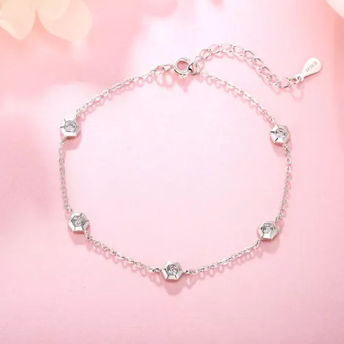 Wholesale 925 Sterling Silver czDiamond Hexagon Bracelet Supplier - 1